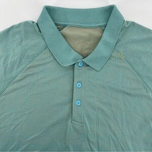 Lululemon Metal Vent Tech Men’s XL Polo Golf Green Blue Beige 2 Tone Pattern